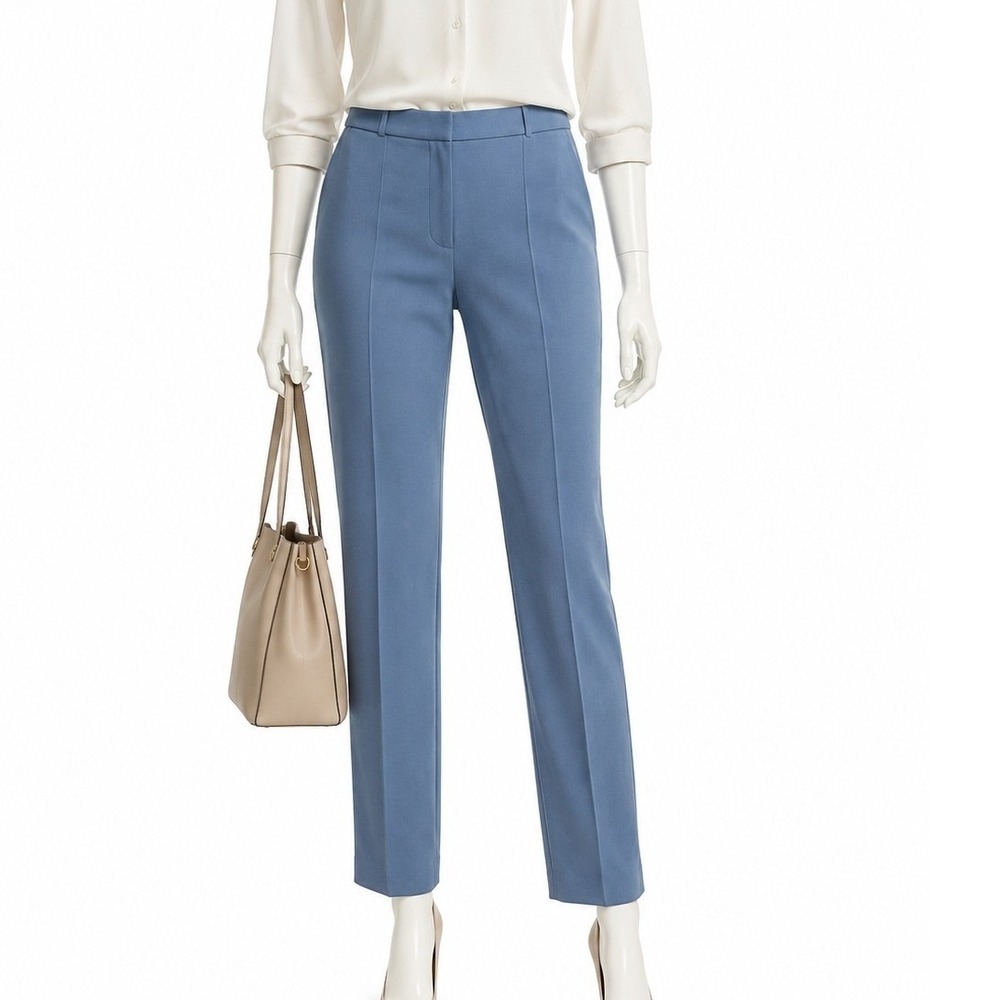 Ann Taylor Women Blue Pintuck‎ Straight Leg Blend Office Pants Size 10
